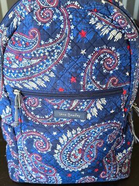 ​🇺🇸RARE Vera Bradley Stars and Stripes Backpack EUC Patriotic Paisley RETIRED